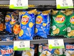 PepsiCo said sales of its Frito-Lay snacks slumped in the most recent quarter as shoppers became more sensitive to rising prices.