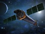 An artist's impression of the Chandra X-ray Observatory in space.