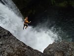 70-foot Final Falls is considered too dangerous to run by most kayakers. At this point in the gorge, boaters have to rappel or jump - there is no other way out.