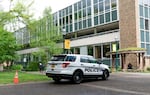 A police squad vehicle on the campus of Portland State University, in South Park Blocks, April 26, 2024. 