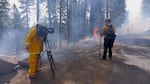 OPB Senior Videographer Nick Fisher filming a prescribed burn in spring 2018.