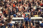 A crowded security checkpoint at Denver International Airport on November 22, days before Thanksgiving.