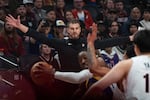 Trail Blazers Interim Head Coach Tiago Splitter  during a game against the Golden State Warriors at the Moda Center in Portland, Ore., on Friday, Oct. 24, 2025.
