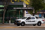 A Hillsboro Police Department Community Impact Team truck drives by HPD’s west precinct in Hillsboro, Ore., on Sept. 29, 2026.