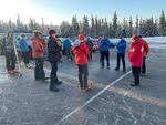 Crews searching for missing snowboarder Ryan Mathers are briefed before Wednesday's search efforts.