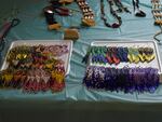 Among the jewelry at the powwow were intricate beaded pieces made by inmate Jason McIlwain from Forks, Wash.