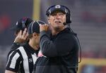 Fresno State coach Kalen DeBoer watches the scoreboard against New Mexico during the second half of an NCAA college football game in Fresno, Calif., Saturday, Nov. 13, 2021.