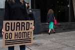 People make their way into the Mark O. Hatfield United States Courthouse on Friday, Oct. 3 in Portland, Ore. 