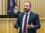Defense attorney Brian Schmonsees gives opening arguments on Monday, July 18, 2022, in Multnomah County Circuit Court.