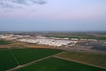 An aerial view of a Microsoft data center is shown on Thursday, July 17, 2025, in Quincy, Washington. KUOW Photo/Megan Farmer