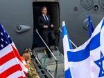 U.S. Secretary of State Antony Blinken arrives in Tel Aviv, Israel, on Friday.