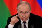 Russian President Vladimir Putin speaks during a joint news conference with Belarusian President Alexander Lukashenko following their talks at the Grand Kremlin Palace in Moscow, Russia, Thursday, March 13, 2025.