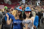 Tia McCann, left, and Emily Seemly at the campaign rally for Bernie Sanders at the Moda Center on March 25, 2016.