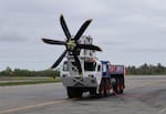 The aircraft handover ceremony also included a surprisingly quiet demonstration of the ground-test rig and a prototype electric motor of the type to be retrofitted onto the hydrogen-electric Q400 airliner.