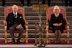 King Charles III and Camilla, Queen Consort take part in an address in Westminster Hall in September 2022.
