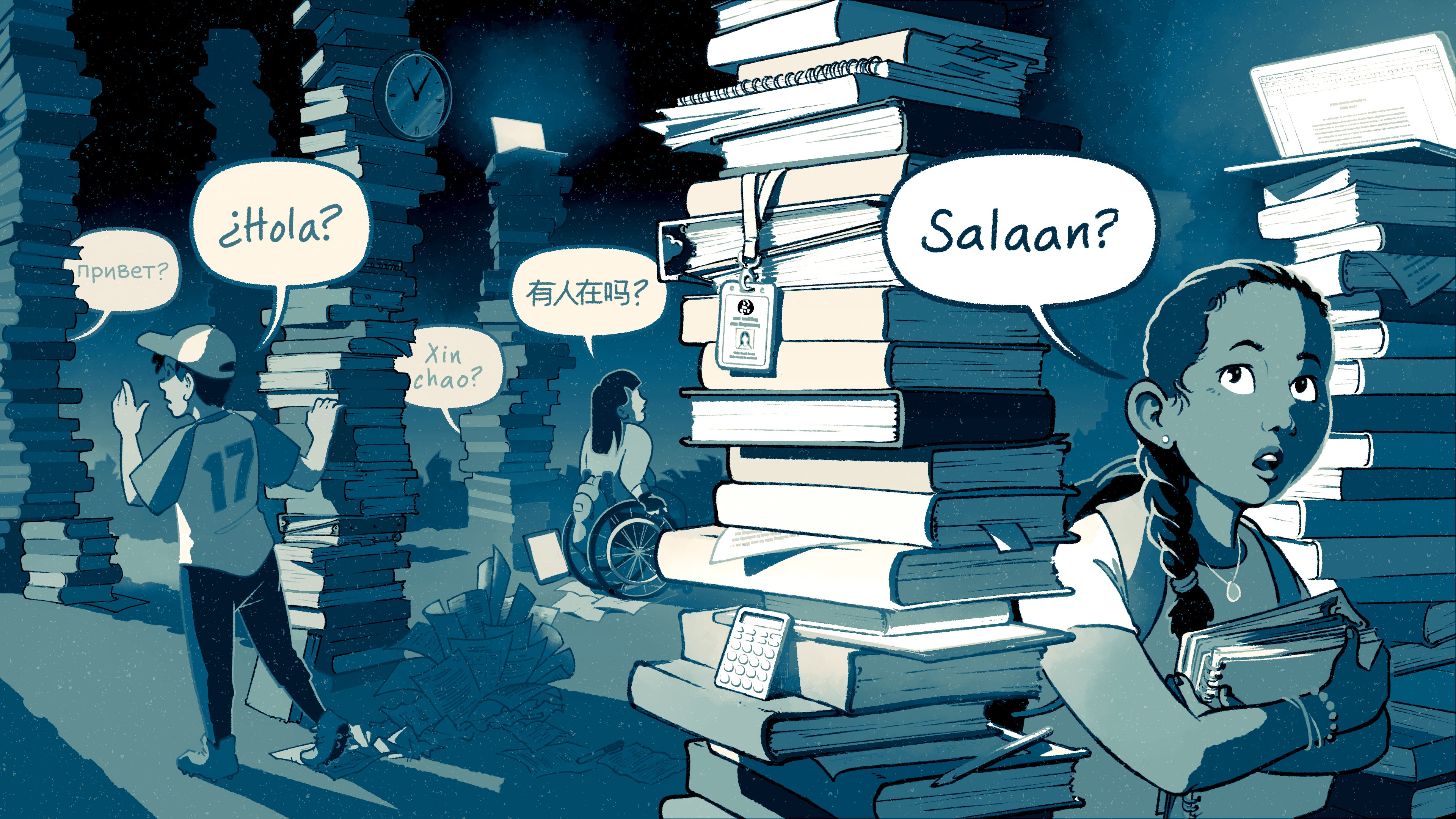 Some families and former Portland Public Schools employees feel lost and frustrated since the district laid off its Language Access Team, which provided interpretative services in (left to right) Russian, Spanish, Vietnamese, Chinese, and Somali.