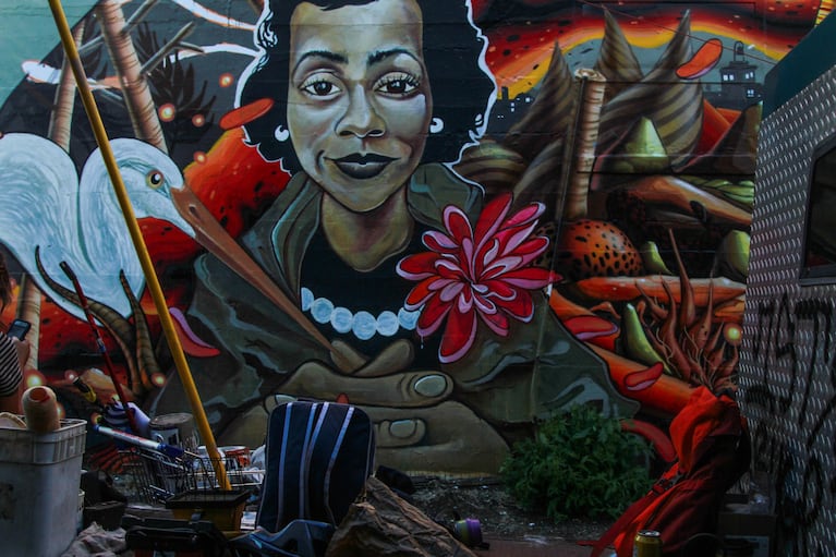 The mural was under construction for months before being officially unveiled on Saturday 8 at the Alberta Street Fair.