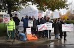 A picket line outside of the Franz Bakery facility in Springfield on Nov. 4, 2024. The workers are represented by Bakers Local 114.