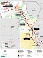 The  Boardman to Hemingway transmission route that was approved by the Bureau of Land Management. Its approval was announced on Nov. 17, 2017