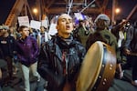 A third night of protests took place in Portland on Nov. 10, 2016, as crowds demonstrated against the election of Donald Trump as well as other issues.