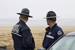 State troopers monitoring a roadblock near the Malheur National Wildlife Refuge.