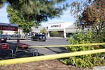 The Safeway grocery in Bend, Ore., pictured Monday, Aug. 29, 2022. A gunman opened fire at the shopping center on Sunday, killing two people.