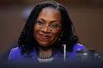 Supreme Court nominee Judge Ketanji Brown Jackson smiles during her confirmation hearing before the Senate Judiciary Committee Monday, March 21, 2022, on Capitol Hill in Washington.