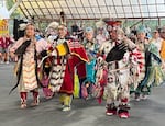 A group of dancers at last year's Neerchokikoo powwow in Portland, Ore, September 16, 2023. For 50 years, the Native American Youth and Family Center, or NAYA, has given Native youth and families a space to safely express and foster their cultural identity.