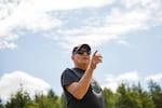 John Spence offers instructions during the connection to horses session at Wellness Warrior Camp in Grand Ronde, Ore., on Wednesday, June 26, 2019.