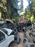 Tires dumped on a Portland man's newly purchased property.