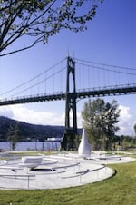 "Water, Please", Don Merkt, 1997, Aluminum and stainless steel sculpture. This work, sited at a water bureau lab in north Portland, is one of the hundreds of works in the public art collection that is part of RACC's mandate.