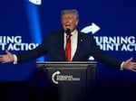 Former President Donald Trump speaks during the Turning Point USA Student Action Summit on Friday in West Palm Beach, Fla.