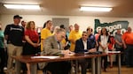 President of the Oregon AFL-CIO Tom Chamberlain and President of the Portland Diamond Project Craig Cheek signed an agreement Monday that states the future baseball stadium's entire workforce will be allowed to join a union.