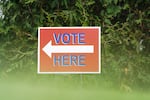A voting sign can be seen on Election Day for Congressional district 14, on March 10, 2026 in Dalton, Georgia.