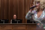 Portland city councilor Elana Pirtle-Guiney of District 2 smiles as she sings along to Onoscopi’s Dolly Parton covers.