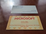 Paul Allen's original business cards from Microsoft's founding.
