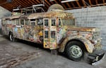 This undated, provided photo shows the 1939 school bus called Furthur parked inside a barn on the Kesey family farm in Pleasant Hill, Ore. For the first time since 1969, the bus that became a symbol of '60s counterculture will be on public display as part of a Grateful Dead-themed exhibition in San Francisco.