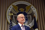 Chairman of the Federal Communications Commission (FCC) Brendan Carr speaks at a news conference, February 18, 2026 in Washington, DC. The FCC proposed changes to the program that gives discounted internet rates to schools and libraries. One goal is to help reduce kids' screen time, advocates say it isn't so simple.