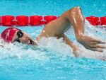 Fei Liwei, of China, competes during a heat in the men's 400-meter freestyle at the 2024 Summer Olympics on Saturday in Nanterre, France. He's one of 11 Chinese swimmers competing in Paris who face questions over a 2021 sports doping case.