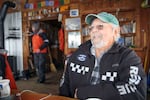 Bernie Wells, 78, at the Cloud Cap Inn on March 3, 2024. Wells, a member of the Crag Rats, says he has been staying at and helping repair the inn since he was a child.
