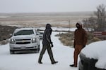 Protesters guard the entrance to the refuge.