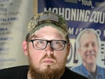Chris Anderson, Chair of the Mahoning County Democratic Party, helps staff the Mahoning County Democratic Party tent at the Canfield Fair, Canfield, OH, August 28, 2024.