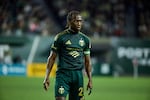 Diego Chara stands on the field at Providence Park Sept.19, 2026, in Portland, Ore., at a Timbers vs Atlanta United match. 