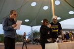 Orna and Ronen Neutra, parents of Omer Neutra, an Israeli soldier who was taken hostage on Oct. 7 and remains in Gaza, recite traditional Shabbat blessings during a ceremony at Kibbutz Tsor'a on March 1. Mr. Neutra spoke at a rally in Tel Aviv on day 50 and again on day 100. "We are not seeing yet on day 150 that they'll be home," he said. "It's really painful to try and go day by day with this."