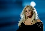 FILE - Singer Bonnie Tyler performs her song "Believe in Me" during a rehearsal for the final of the Eurovision Song Contest at the Malmo Arena in Malmo, Sweden on May 17, 2013.