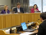 From left:  Rep. Jules Bailey,  Sen. Diane Rosenbaum, Rep. Tobias Read and Rep. Jessica Vega Pederson listen as state economists Josh Lehner, foreground left, and Mark McMullen discuss the quarterly revenue forecast at the state Capitol in Salem, Ore., on Friday, Feb. 15, 2013. 