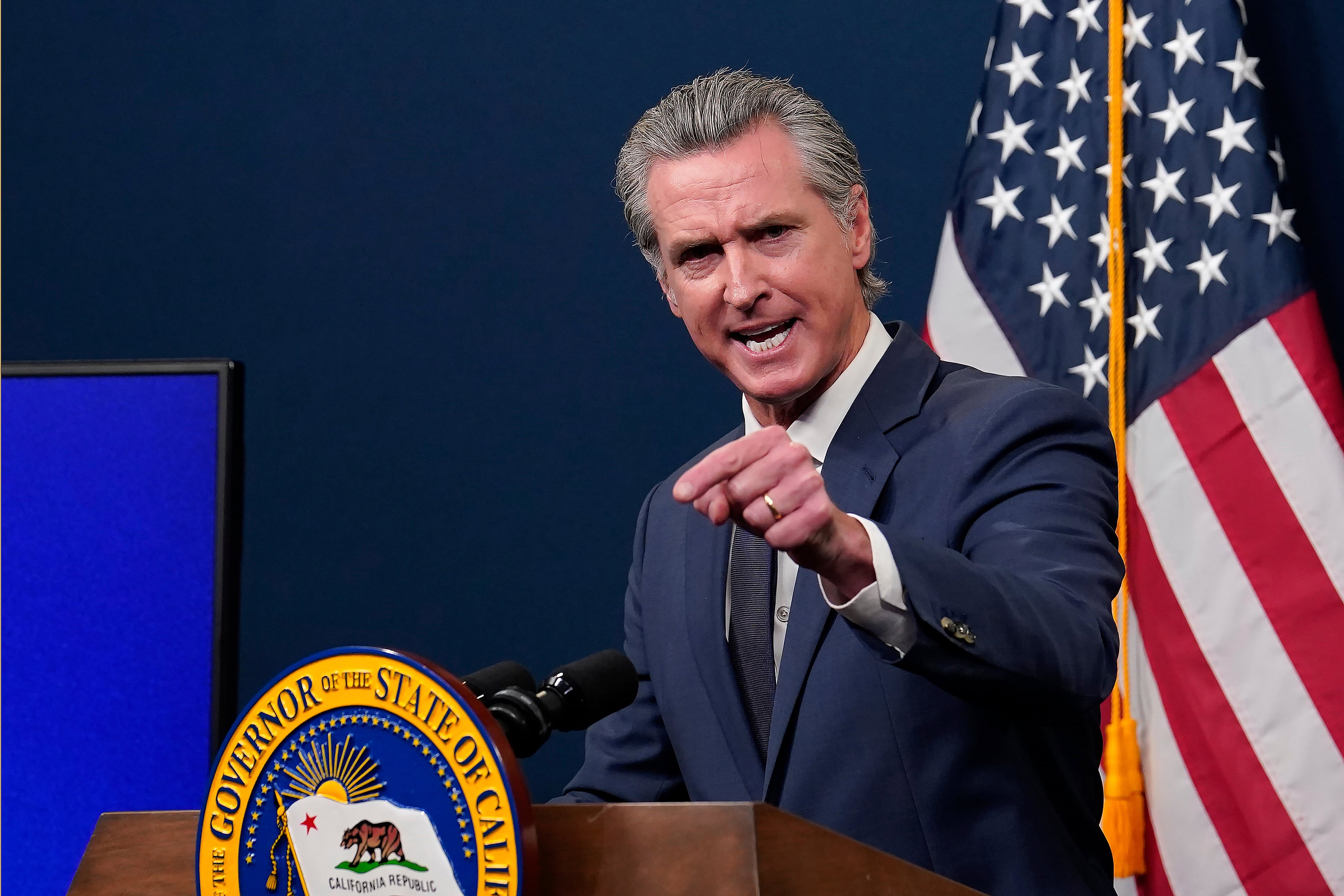 Calif. Gov. Gavin Newsom presents his revised state budget during a news conference in Sacramento, Calif., Wednesday, May 14, 2025. (Photo/Rich Pedroncelli)