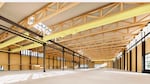This undated provided photo is a rendering of the planned Zaugg Timber Solutions factory at the Port of Portland's terminal 2. Zaugg is a manufacturer of engineered wood products and uses its own materials to build structures. Its Portland facility is set to open in 2026.