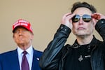 U.S. President-elect Donald Trump and Elon Musk watch the launch of the sixth test flight of the SpaceX Starship rocket on November 19, 2024 in Brownsville, Texas.