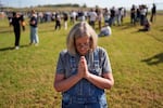 Kathleen Walter prays in the area reserved for people opposed to the death penalty outside Riverbend Maximum Security Institution before the planned execution of Christa Pike, Wednesday, Sept. 30, 2026, in Nashville, Tenn.